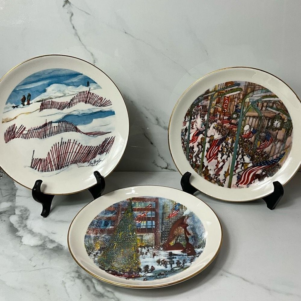 VINTAGE 70’s Franklin McMahon Chicago Collectible Plates set of 3